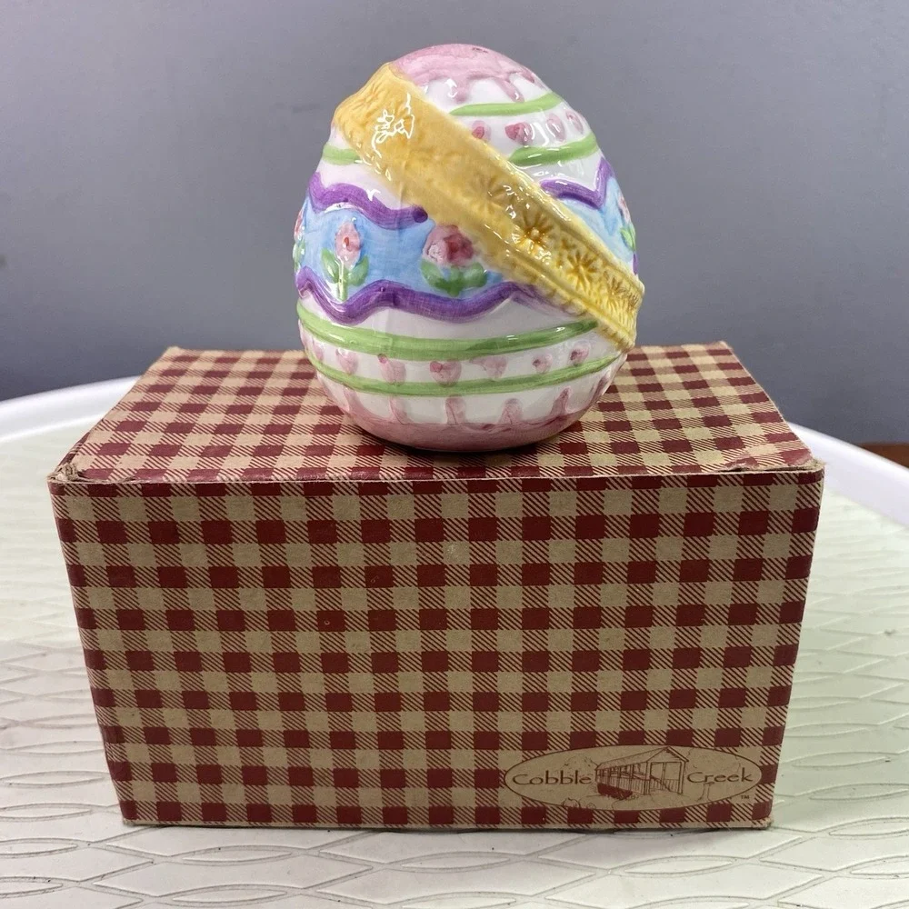 Cobble Creek Easter Egg Salt‎ Or Pepper Shaker pink purple yellow w/box-only 1